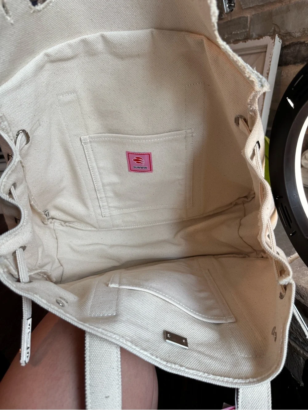 Cream Canvas Tote Bag for Men